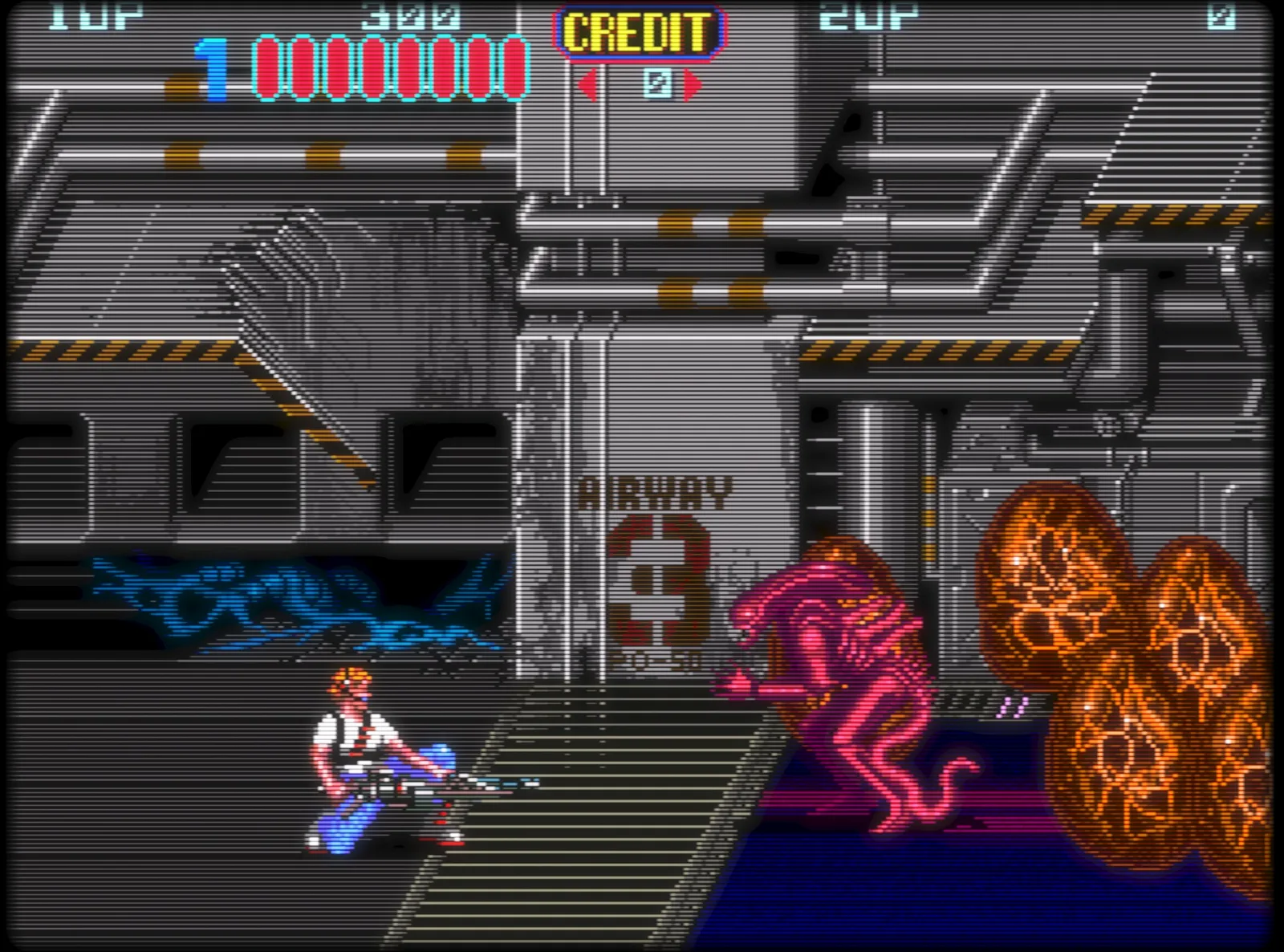 一款經典大型電玩遊戲，搭配 RetroArch 的 CRT shader 執行